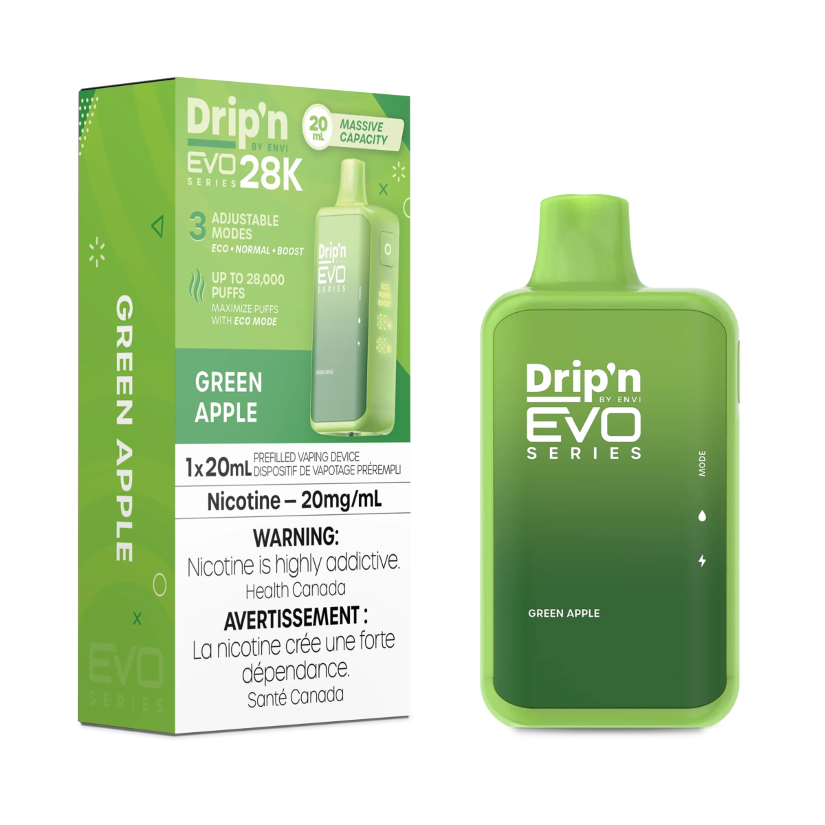 Drip'n by ENVI EVO Series 28K Disposable - Green Apple 20mg