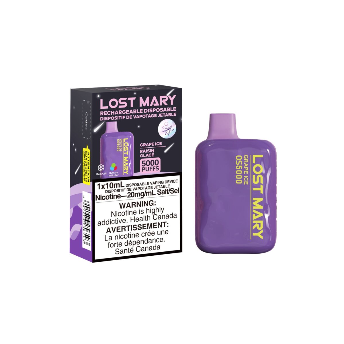 Lost Mary Disposable Vape - Grape Ice - 5000 Puffs