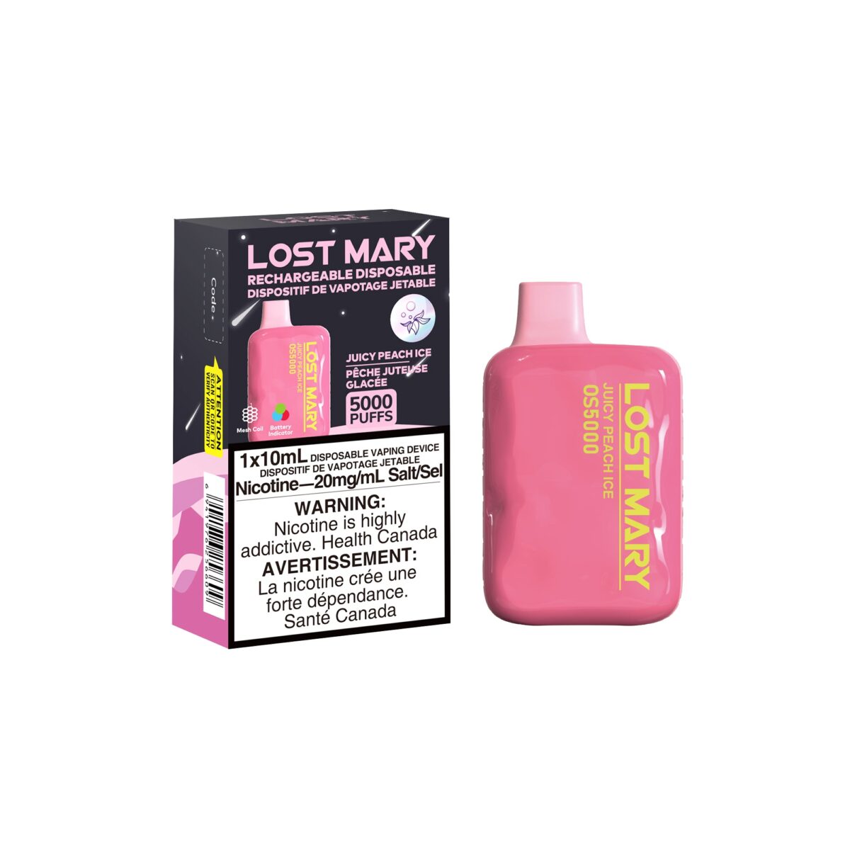 Lost Mary Disposable Vape - Juicy Peach Ice - 5000 Puffs