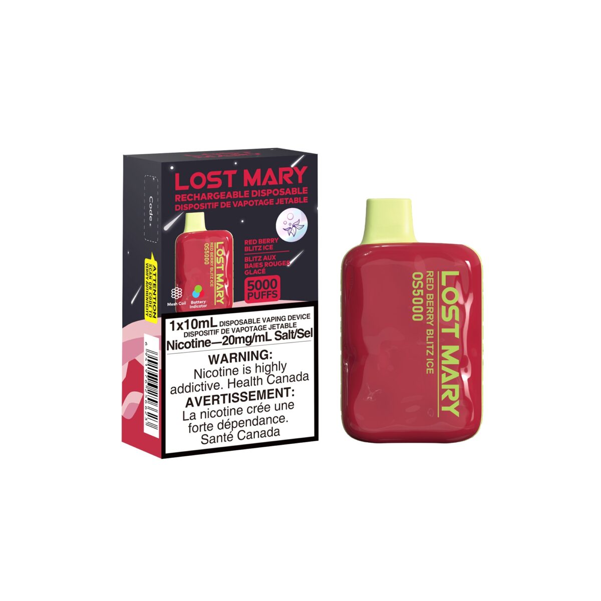 Lost Mary Disposable Vape - Red Berry Blitz Ice - 5000 Puffs