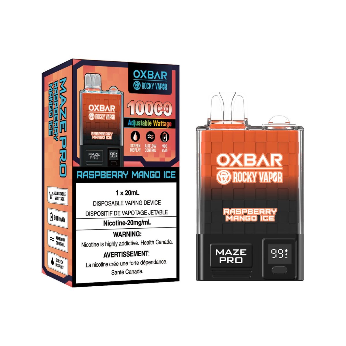 Oxbar Maze Pro - Raspberry Mango Ice - 10000 Puffs