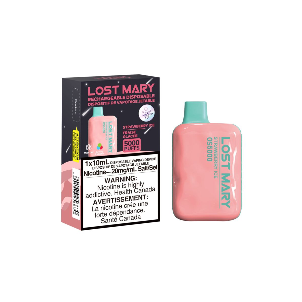 Lost Mary Disposable Vape - Strawberry Ice - 5000 Puffs