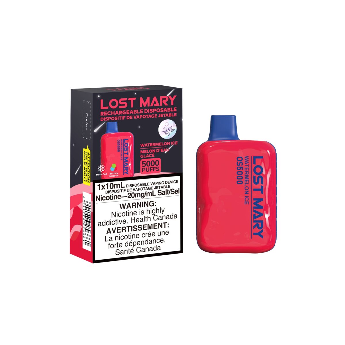 Lost Mary Disposable Vape - Watermelon Ice - 5000 Puffs