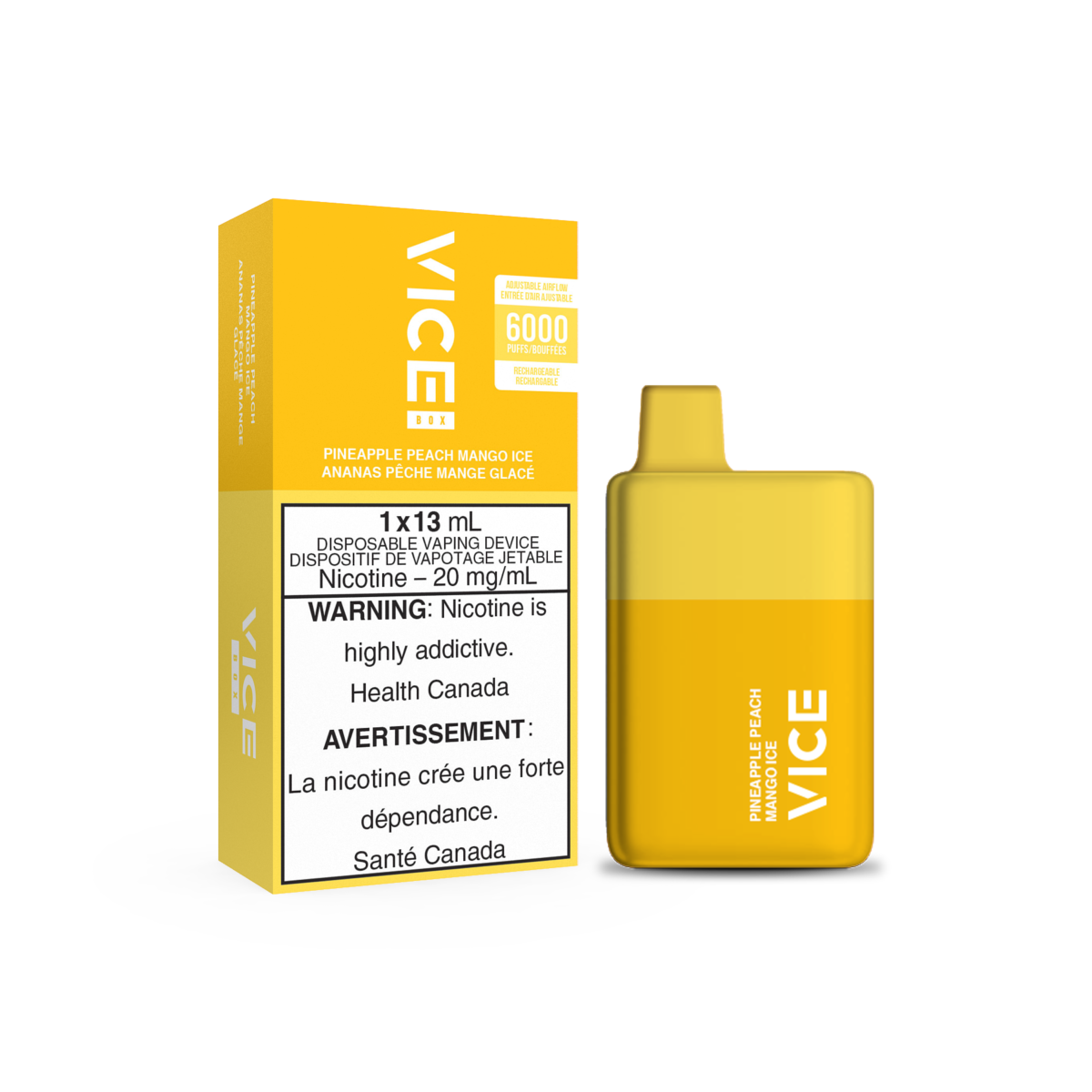 Vice Box Rechargeable Disposable Vape - 6000 Puffs - Pineapple Peach Mango Ice