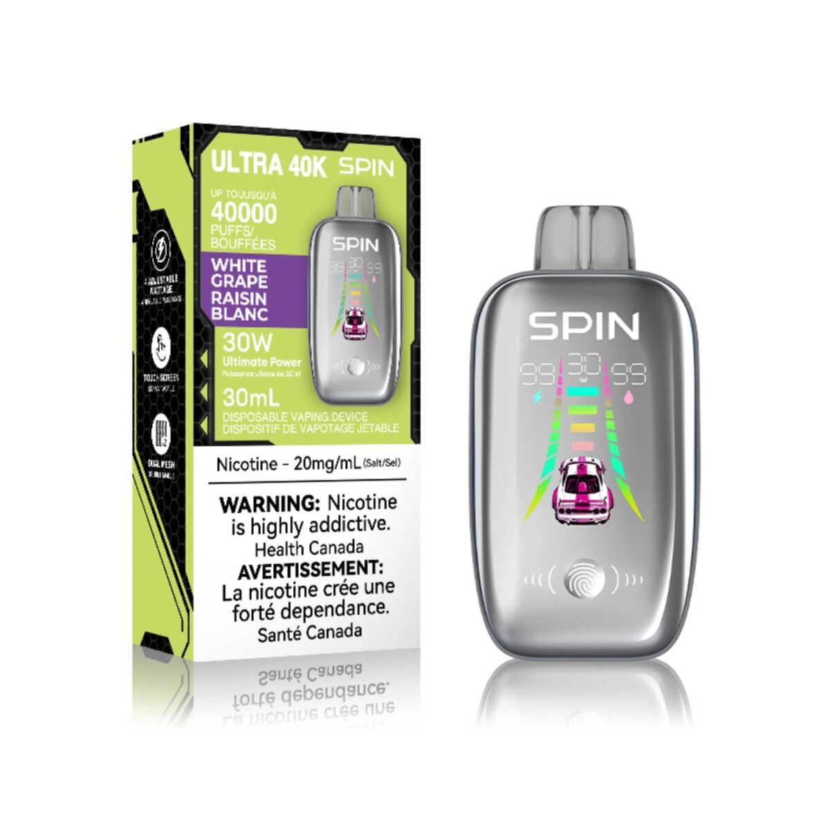 spin 40k disposable vape peach white grape