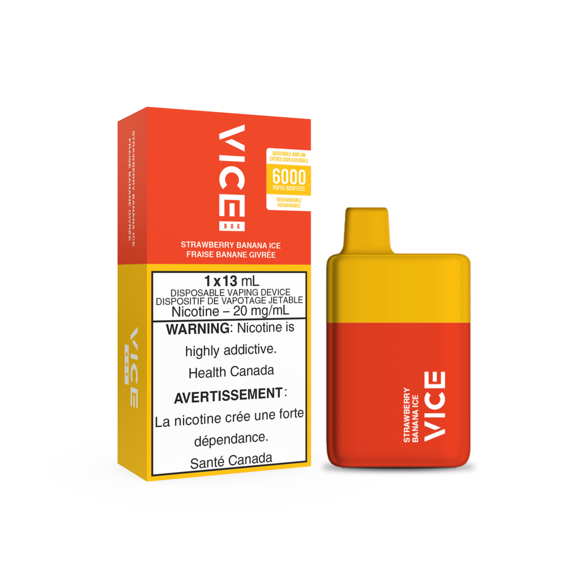 Vice Box Rechargeable Disposable Vape - 6000 Puffs - Strawberry Banana Ice